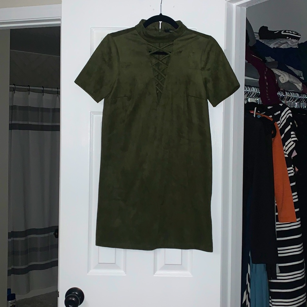 Forever 21 Faux Suede Dress, Size Small, Green